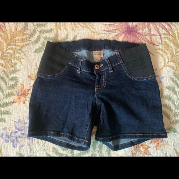 Indigo Blue Maternity Shorts - Picture 1 of 4